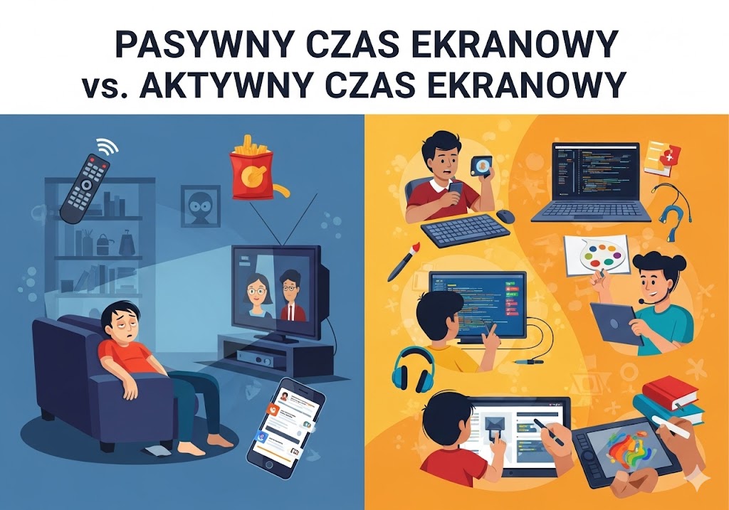 Wykres Aktywny vs Pasywny czas ekranowy
